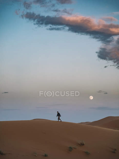 Viajante andando no deserto — Fotografia de Stock