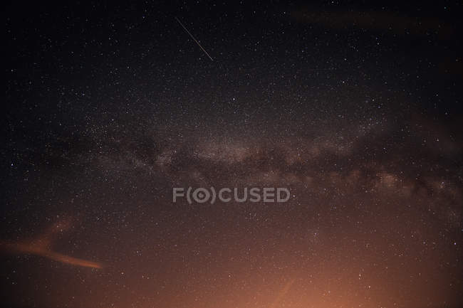 View to starry night sky with shiny stars and milky way — Stock Photo