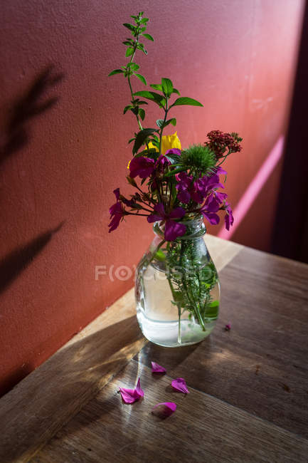 Bunch Of Wild Flowers In Vase Table Petals Stock Photo 176891780