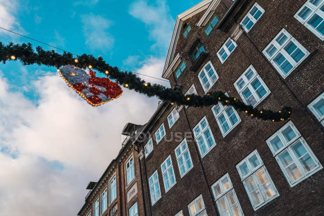 Low angle view of  Christmas decoration at street. — Stock Photo