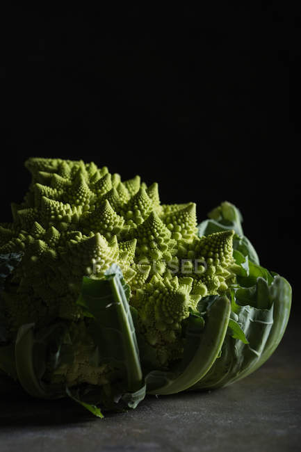Studio shot of Romanesco Cauliflower on stone table — Stock Photo