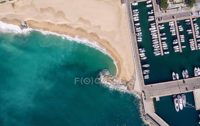 Aerial views of  fishing port in Mediterranean sea — Stock Photo