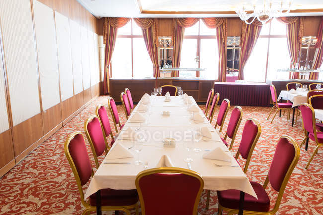 View to big served table in restaurant — Stock Photo