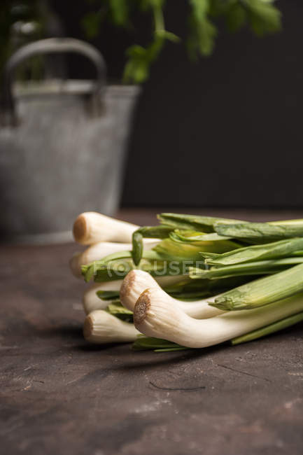 Still life of bunch of fresh garlic on table — Stock Photo