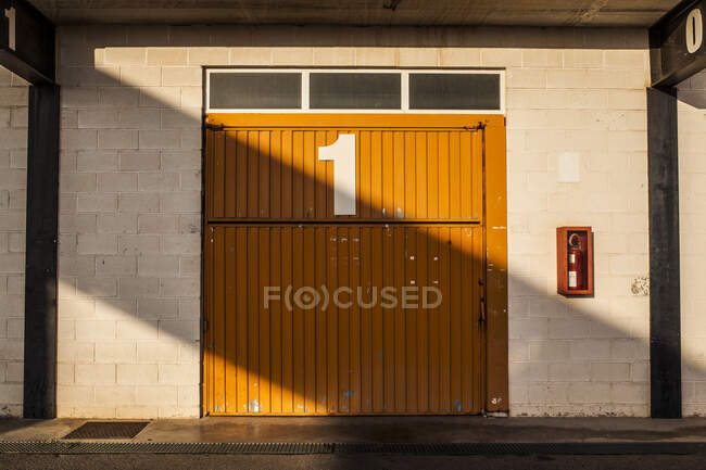 Garage door with number one — Stock Photo