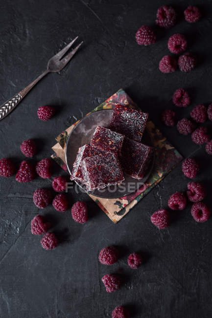 Raspberry jelly on saucer — Stock Photo