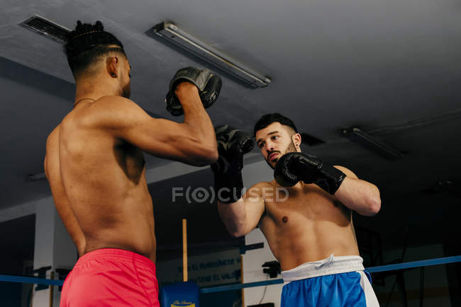 Entrenamiento de hombres y boxeo - foto de stock