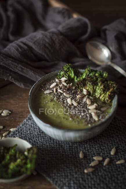 Tasty fresh soup with broccoli — Stock Photo
