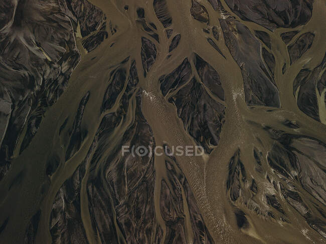 From above big river with dirty water flowing in the nature. — Stock Photo