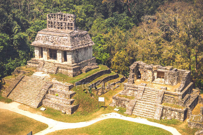 Vue de l'incroyable pyramide maya située dans la ville de Palenque au Chiapas, Mexique — Photo de stock