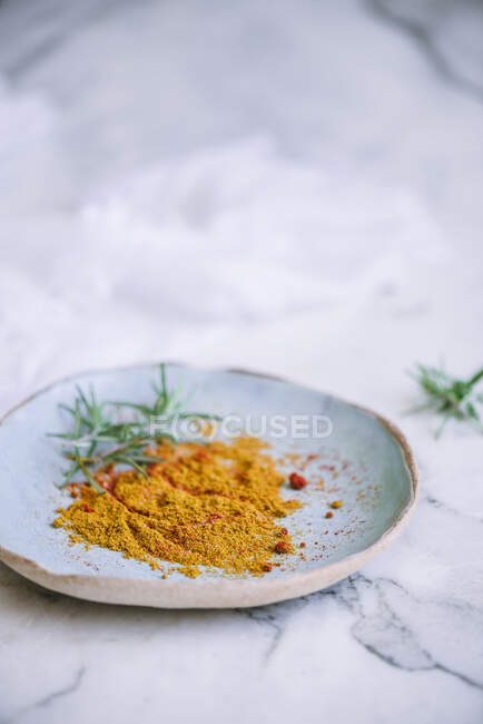 Plate with aromatic spices — Stock Photo
