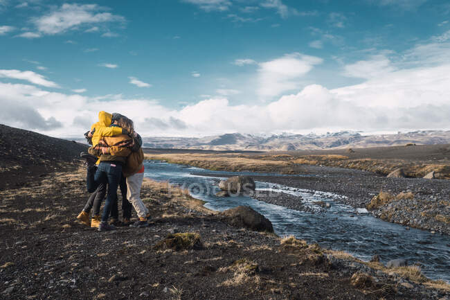 Travelers standing on valley — Stock Photo