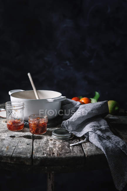 Pot of orange jam — Stock Photo