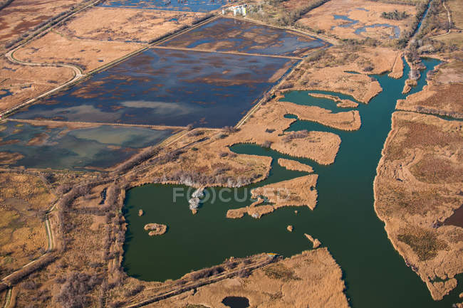 Water flooding dry marsh — Stock Photo