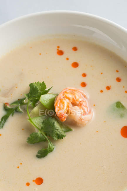 Japanese miso soup with prawns — Stock Photo