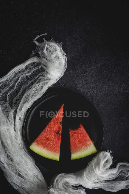 Layout creativo fatto di anguria fresca. Posa piatta. — Foto stock