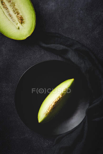 Creative layout made of fresh melon. Flat lay. Cantaloupe — Stock Photo