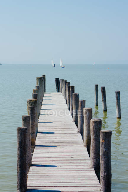 Image of a wooden path on the shore, Austria — Stock Photo