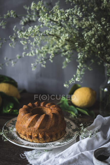 Gustosa torta di semi di papavero sul piatto — Foto stock