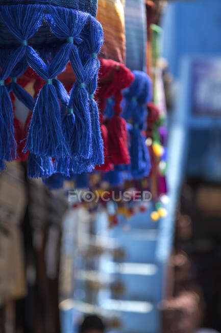 Stores at Chaouen, blue city of Morocco — Stock Photo