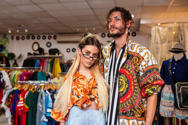 Couple posing in shop — Stock Photo