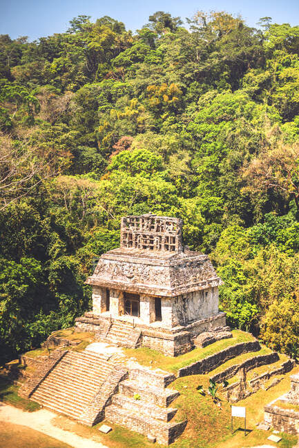 Вигляд дивовижної піраміди майя, яка розташована в місті Паленке (Чіапас, Мексика). — стокове фото