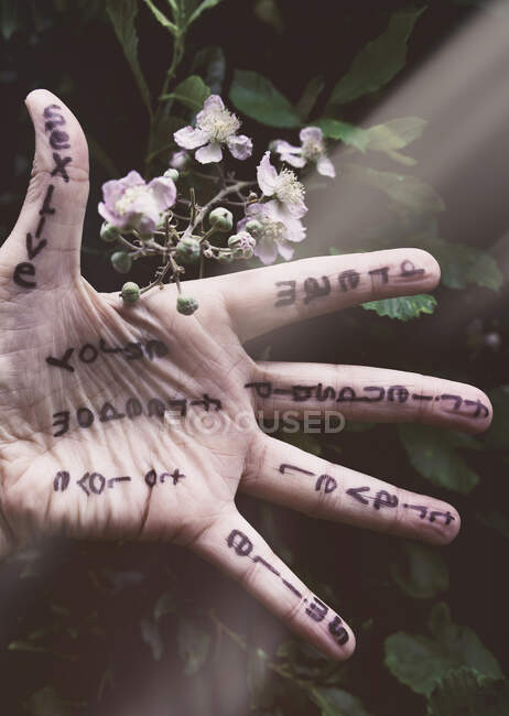 View of hand with messages — Stock Photo