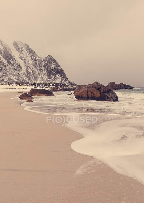 Beach of lofoten coast, norway — Stock Photo