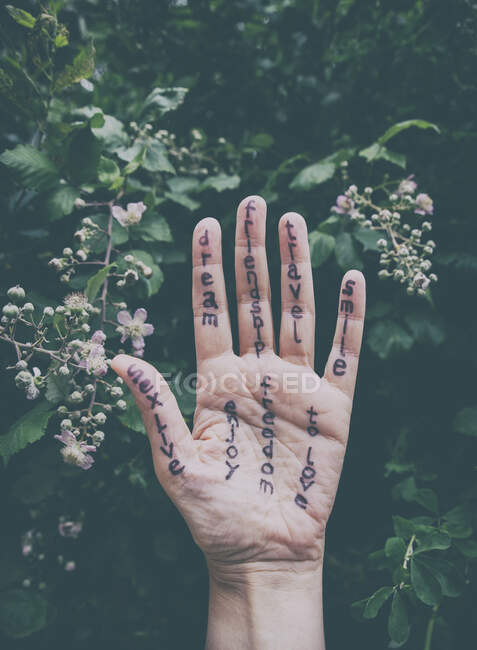 Вид руки з повідомленнями — стокове фото
