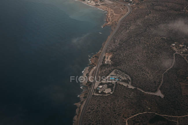 Vue de dessus de la ville sur le bord de mer de l'île de Mykonos — Photo de stock