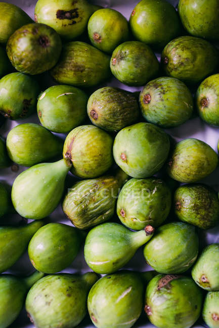 Fresh green whole figs in layer — Stock Photo