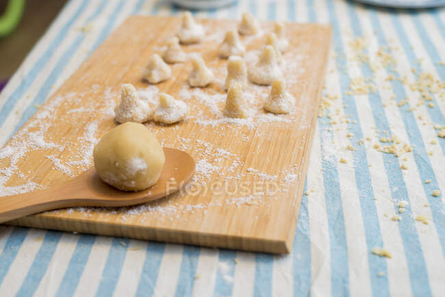 Working on traditional pastry before baking — Stock Photo