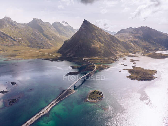 Amazing landscape of roadway on islands — Stock Photo