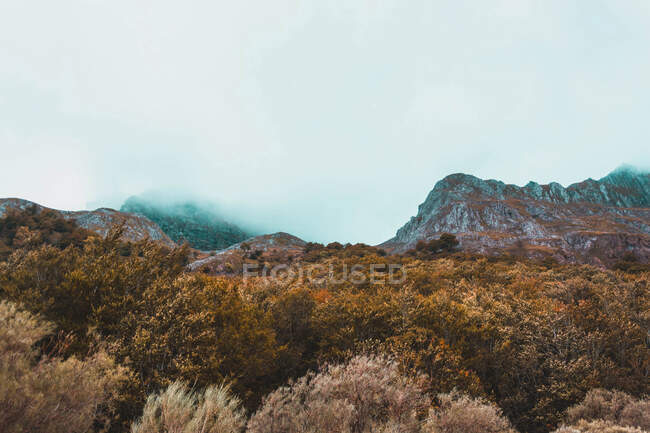Picturesque view of a mountain on cloudy weather in Isoba, Castile and Leon, Spain — Stock Photo