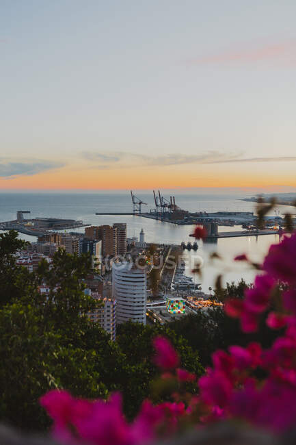 Vista da cidade e do mar da colina — Fotografia de Stock