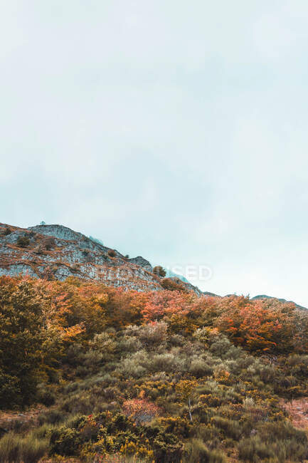 Malerischer Blick auf einen Berg bei trübem Wetter in Isoba, Kastilien und León, Spanien — Stockfoto