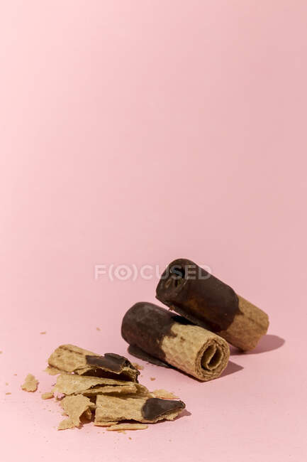 Gofre crujiente con chocolate - foto de stock