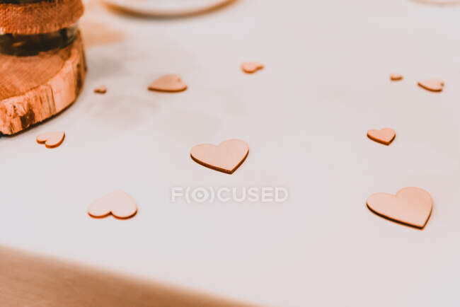 From above set of ornament symbols of heart on table — Stock Photo