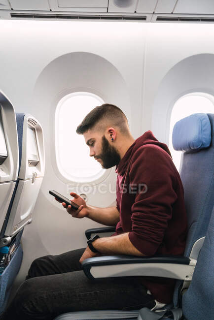 Aisle in modern plane cabin — Stock Photo