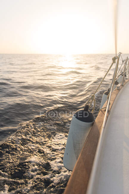 Edge of yacht on water — Stock Photo