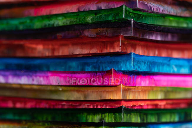 Closeup of abstract bright multicolored epoxy resin panels — Stock Photo