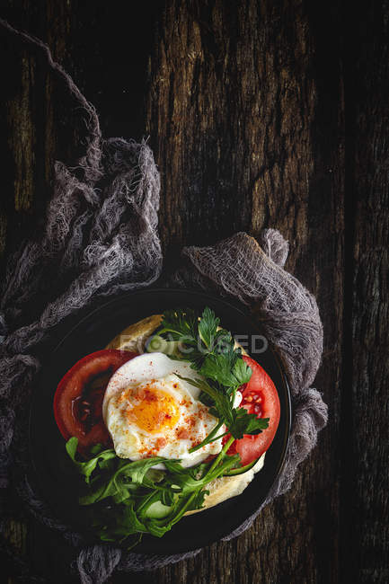 Homemade vegetable sandwich on rustic wooden table — Stock Photo