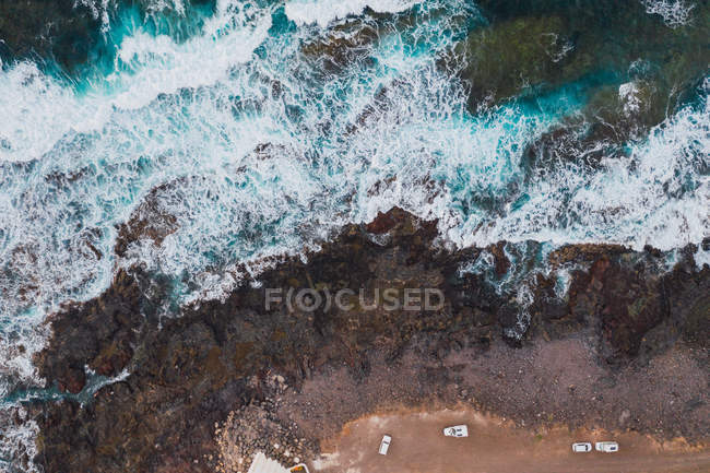 Aerial view of sea coast with cliffs — Stock Photo