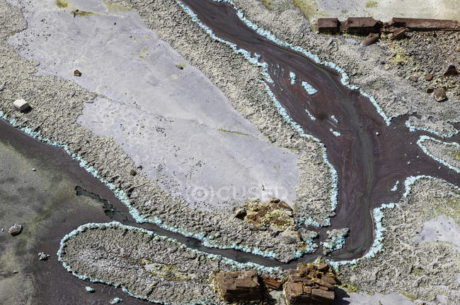 Luftaufnahme blauer rostiger Bergspuren in den Minen von Riotinto, Huelva — Stockfoto