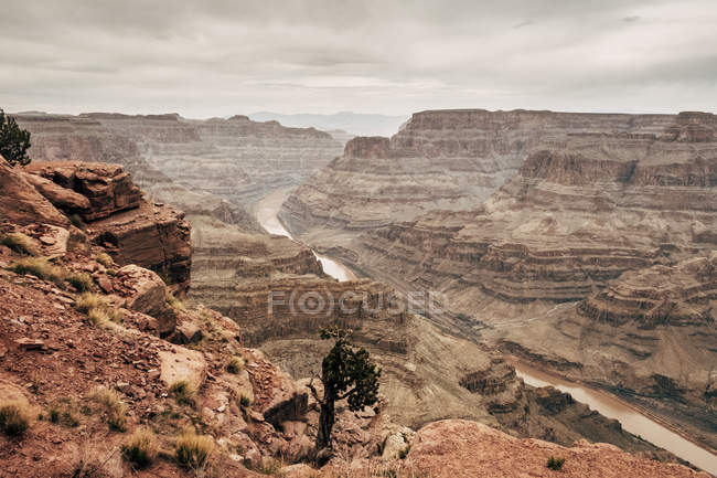 Scenic view of deserted canyon and narrow river in USA — Stock Photo