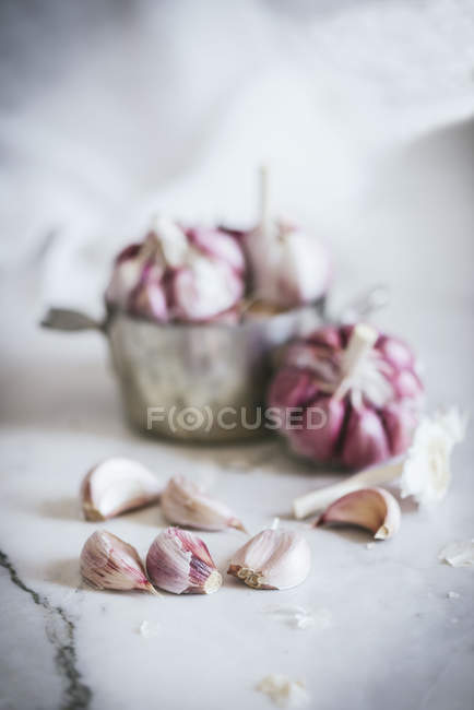 Gros plan de la tôle d'ail rose — Photo de stock