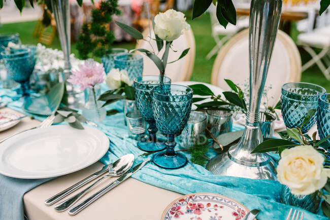 Décoration de table de banquet mariage — Photo de stock
