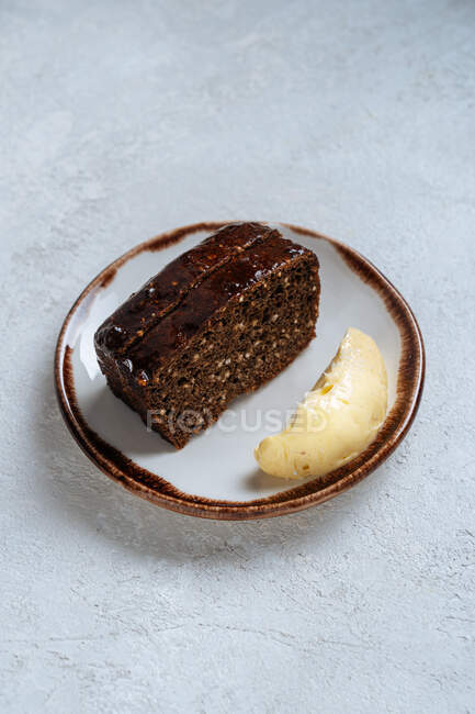 Pieces of rye bread and butter — Stock Photo