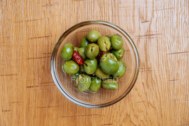 Snack of olives and tomatoes — Stock Photo