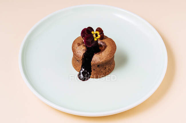 Шоколадный кекс с шоколадной начинкой — стоковое фото